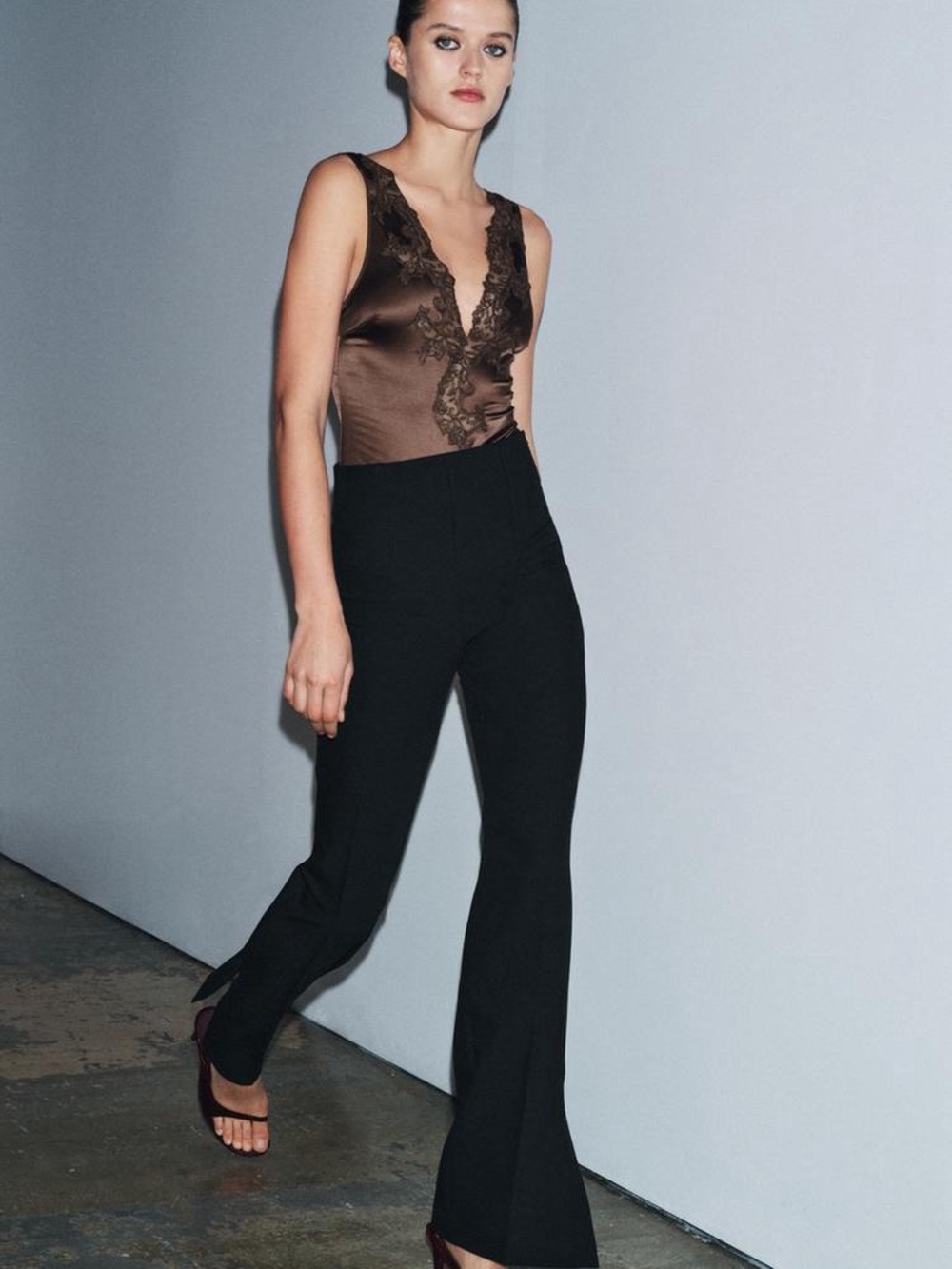 Zara Black High-Rise Flared Pants